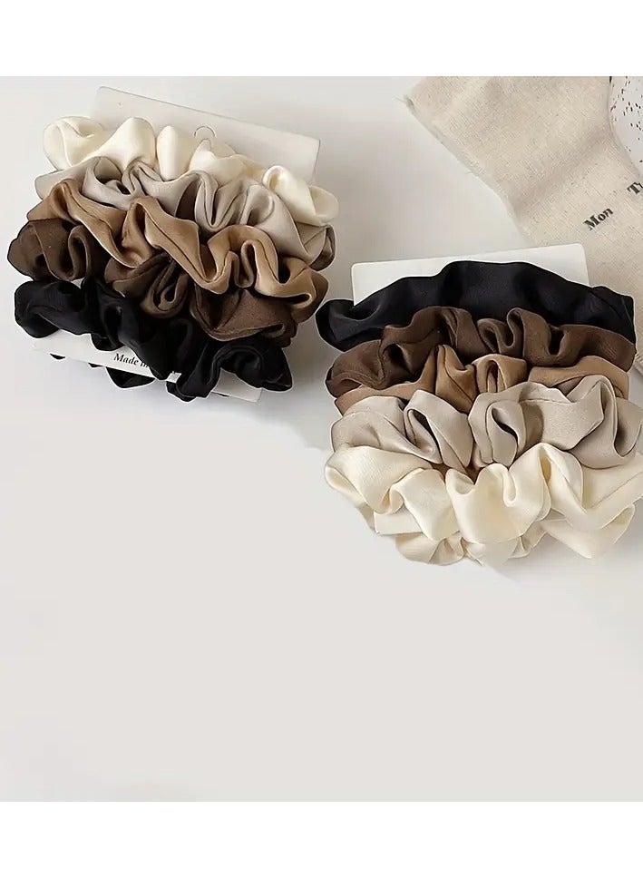 يوكانبي 5 قطع فاخرة ناعمة مثل الحرير الشعر scrunchys للنساء-مرنة وروابط للشعر المجعد والناعم والسميك والرقيق-لطيف ومريح وسهل الاستخدام للتصفيف اليومي مع خيارات الألوان الصلبة - Image 5