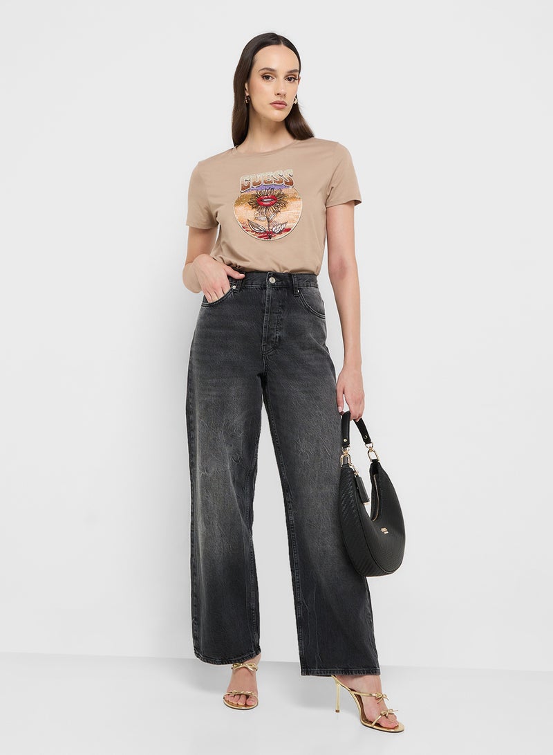 GUESS Short Sleeve  Logo Desert Flower Easy T-Shirt  - Image 4
