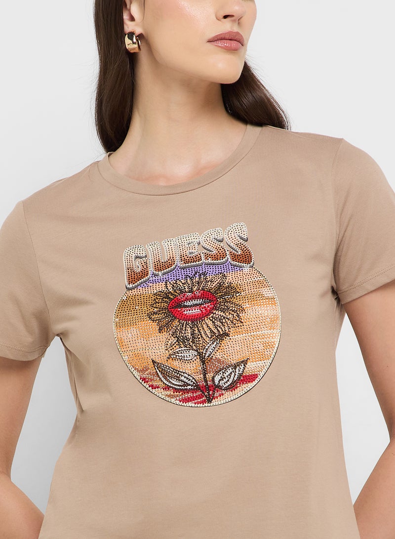GUESS Short Sleeve  Logo Desert Flower Easy T-Shirt  - Image 3