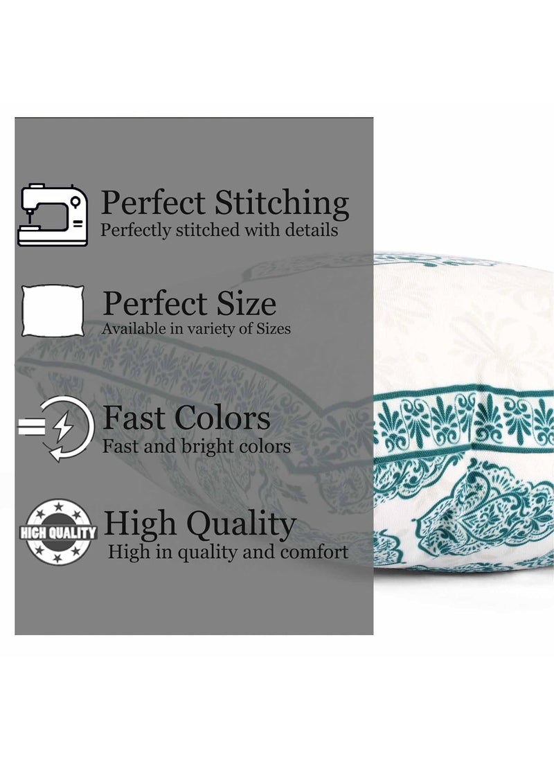 Brand - Umi Umi Jute Block Print Illusion Green Cushion Cover Set of 5 16 X 16 Inches  - Image 3