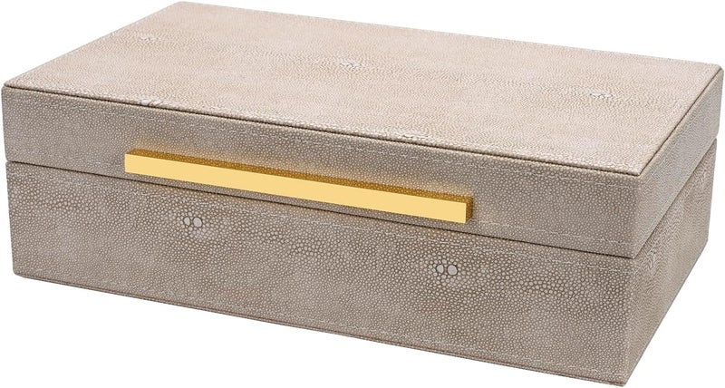 XIGEXIGE Ivory Shagreen box Faux Leather Decorative Boxes,Keepsake And Memory Storage Decorative Boxes with Lids for Modern Home Decor Jewelry Box Organizer - Image 2