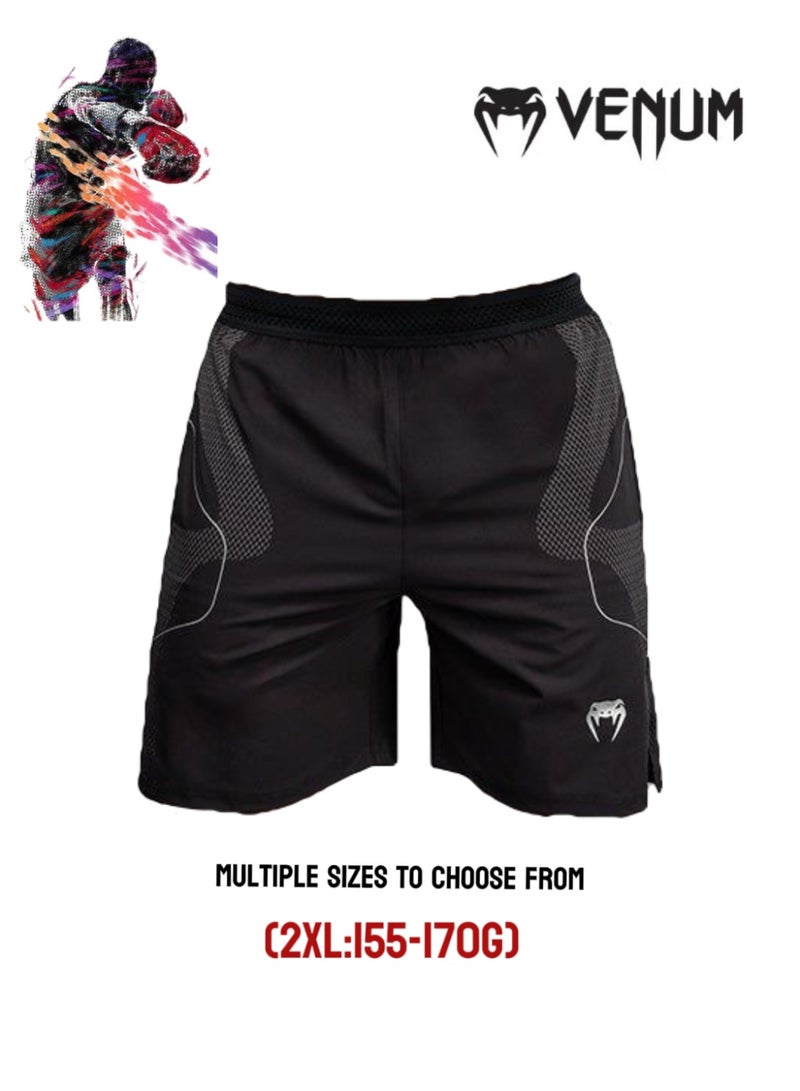 VENUM ﻿ VENUM Black-Silver Fight Shorts, Boxing/Muay Thai/MMA Training Pants, Multi-size Options, Quick-Dry Breathable Fitness Sports Shorts (Size 2XL) - Image 1