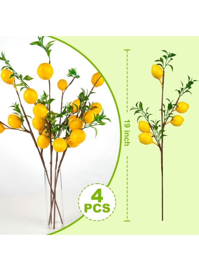 LATIFA 4Pcs Artificial Lemons Branch Simulation with Green Leaf and Adjustable Branch - Image 2