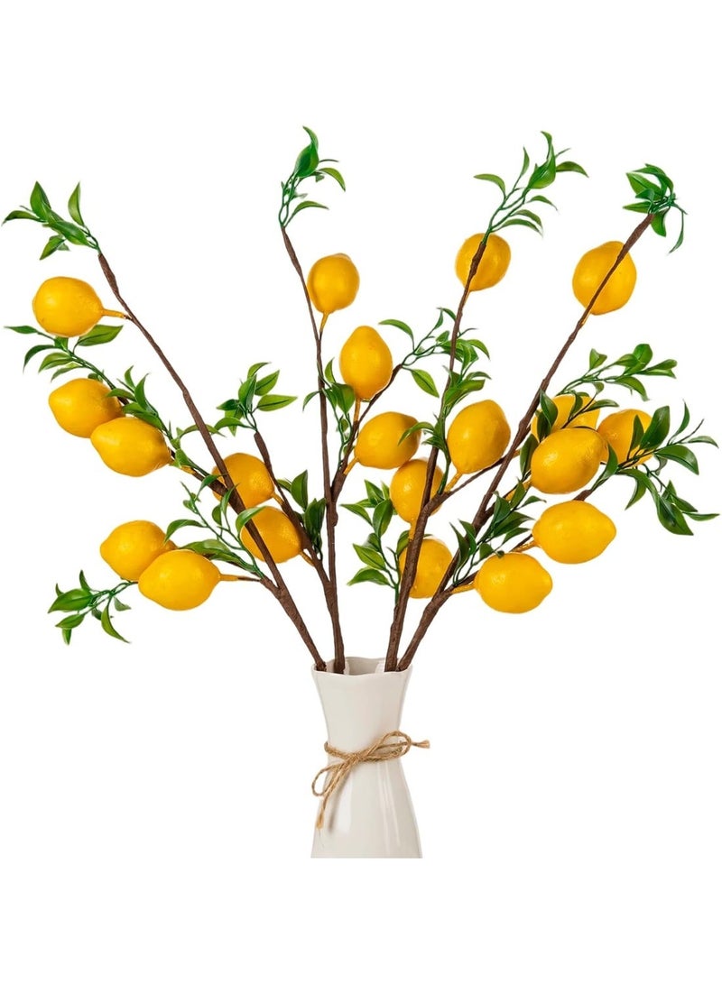 LATIFA 4Pcs Artificial Lemons Branch Simulation with Green Leaf and Adjustable Branch - Image 1