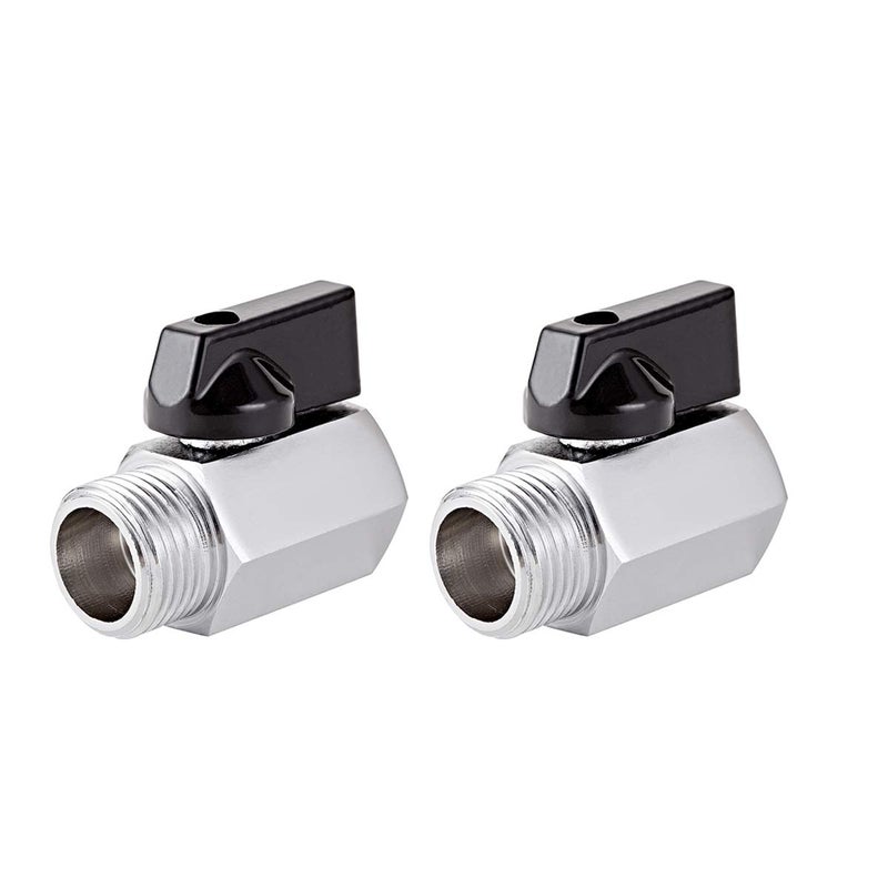 Generic CPWUFIYD 2 Pack Brass Mini Ball Valve 1/2" NPT Female x Male Thread Shut-Off Valve  - Image 1
