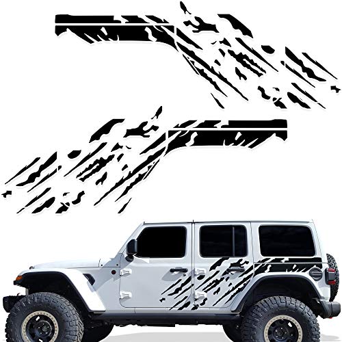 Factory Crafts Splash Side Graphics Kit Vinyl Decal Wrap Compatible with Jeep Wrangler JL 4 Door 2018-2021 (Black) - Image 1