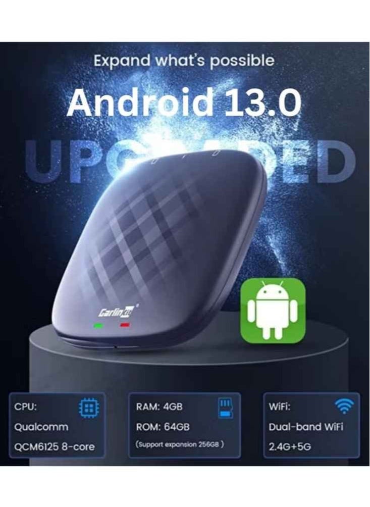 Carlinkit - ORIGINAL Ai Box 4+64GB Android 13.0 Carlinkit CarPlay Ultra Series With Powerful Qualcomm QCM6125, Comes with Android Auto Apple Car Play Google Play Store - Image 1