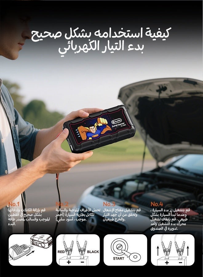 FlashFish G57 Jump Car Starter With 3.7V 4000mah Water-Resistant Jump Starter Battery Pack, Battery Jumper Starter Portable - Image 4