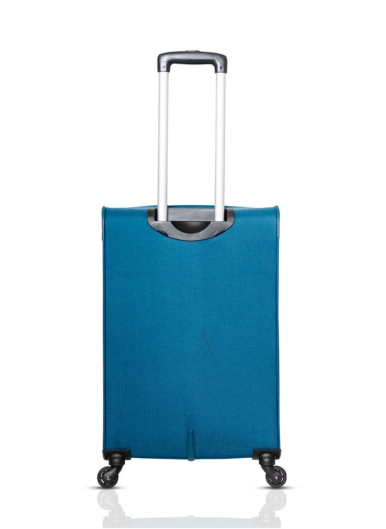 Skybags - Spotlight Checked Luggage | Soft Sided 4W Str (E) | 360° 4 Wheels Polyester Spinner Trolley- Medium 24 Inch| Blue - Image 1