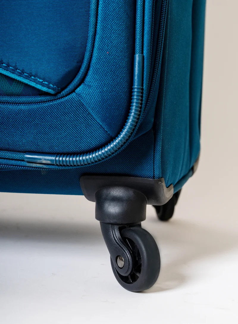 Skybags Spotlight Checked Luggage | Soft Sided 4W Str (E) | 360° 4 Wheels Polyester Spinner Trolley- Medium 24 Inch| Blue