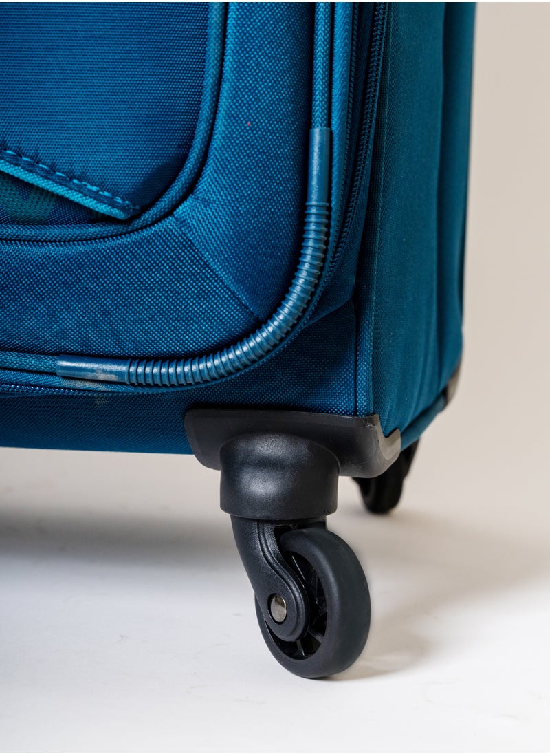 Skybags - Spotlight Checked Luggage | Soft Sided 4W Str (E) | 360° 4 Wheels Polyester Spinner Trolley- Medium 24 Inch| Blue - Image 1