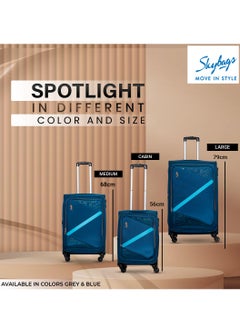 Spotlight Checked Luggage | Soft Sided 4W Str (E) | 360° 4 Wheels Polyester Spinner Trolley- Medium 24 Inch| Blue - pzsku/Z7E4F5D76B1AADB26D22DZ/45/_/1739363567/b3f101c5-1156-47b6-8023-39d258fd32ef