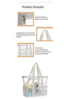 Oasisgalore Mesh Beach Tote Bag, 8 Pockets, Large Capacity, Travel Bag, Swimming Bag (grey, Large)  - Image 5