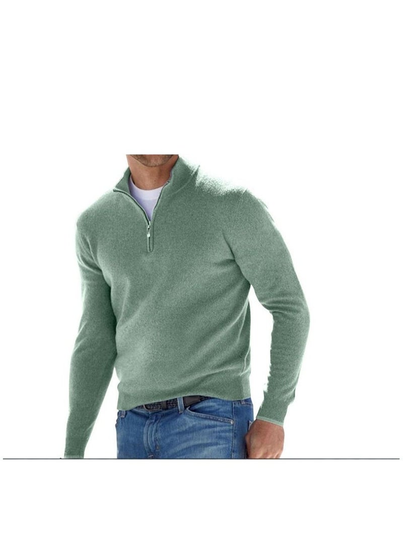 Loquat Fall Long Sleeved V-Neck  Zipper Men's Casual Sweater 