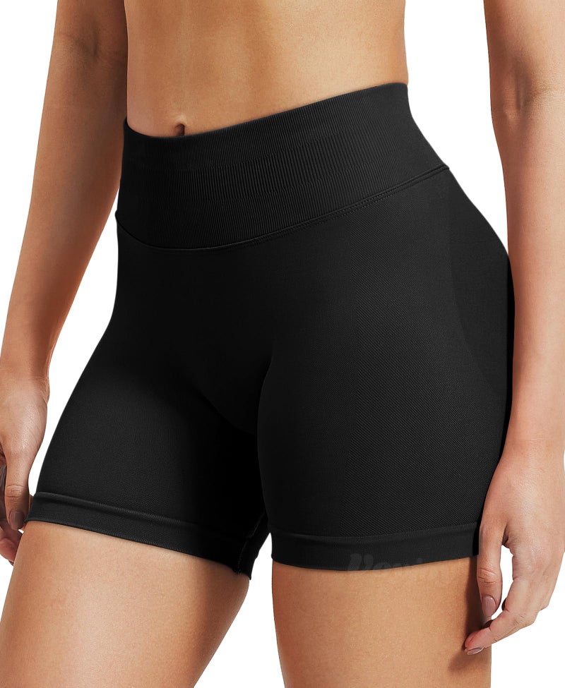 VOYJOY Women Workout Impact Shorts 2.5"/ 3.6"/ 4.5"/ 6" Scrunch Butt Lifting Gym Seamless Booty Biker Shorts Black - Image 2