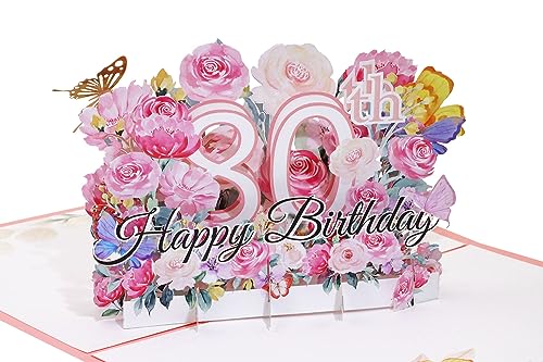 PENTA ANGEL Happy 80th Birthday Pop Up Card 3D Flower Greeting Card 80 Birthday Gift with Envelop Blank Note for Her Wife Women Girl Mom Daughter Sister (80th) - Image 1