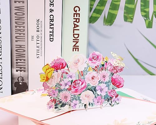PENTA ANGEL Happy 80th Birthday Pop Up Card 3D Flower Greeting Card 80 Birthday Gift with Envelop Blank Note for Her Wife Women Girl Mom Daughter Sister (80th) - Image 5