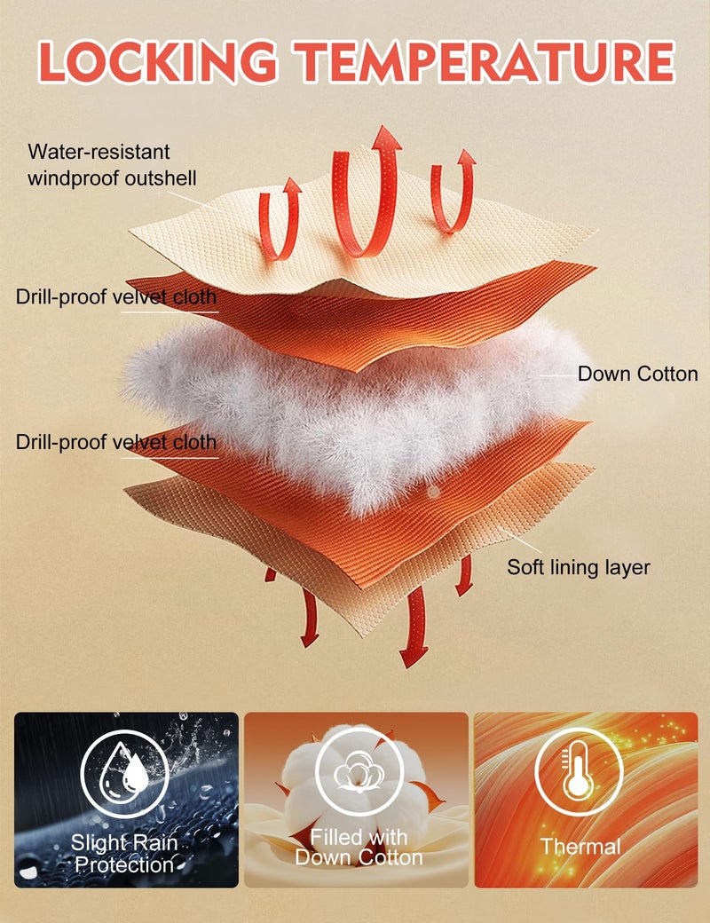 Flygo Long Winter Coats for Women Hooded Puffer Coat Jackets Thickened Midi Long Sleeve Zip Down Parka Outerwear(CocoaBrown-M) - Image 2