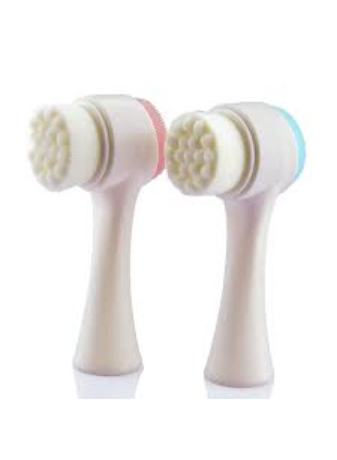 Double Face Cleanser Face Brush Soft Hair Silicone Face Washer Manual Makeup Remover Deep Cleansing Brush Random Color - Image 1