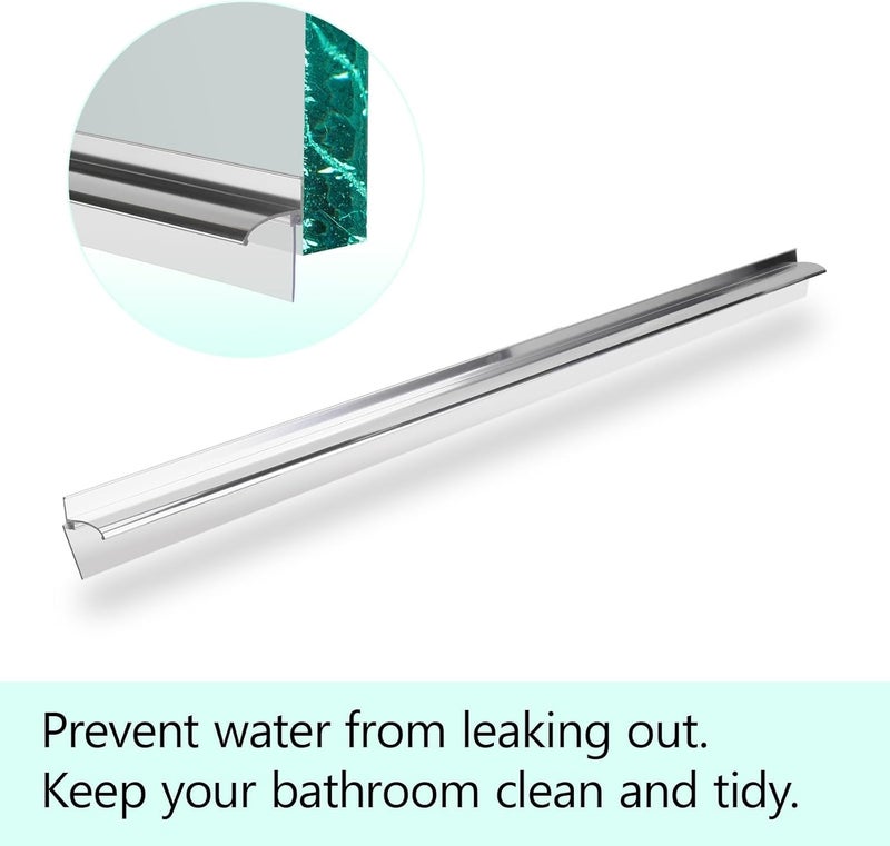 AQDD 32" Shower Door Bottom Deflector for Chrome Framed Shower Door Drip Rail Replacement with Vinyl Sweep - Image 5