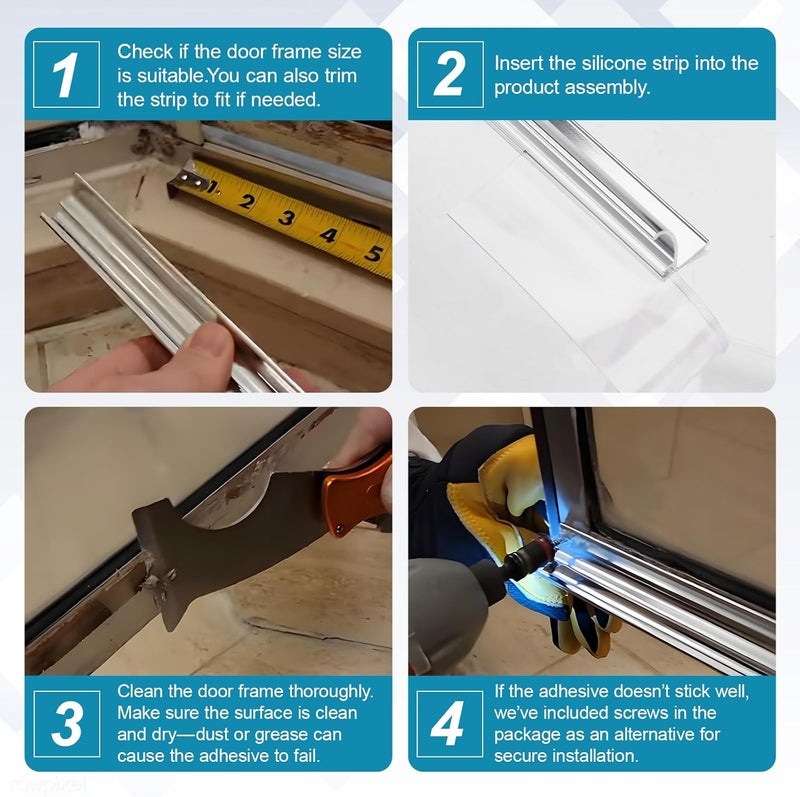 AQDD 32" Shower Door Bottom Deflector for Chrome Framed Shower Door Drip Rail Replacement with Vinyl Sweep - Image 4