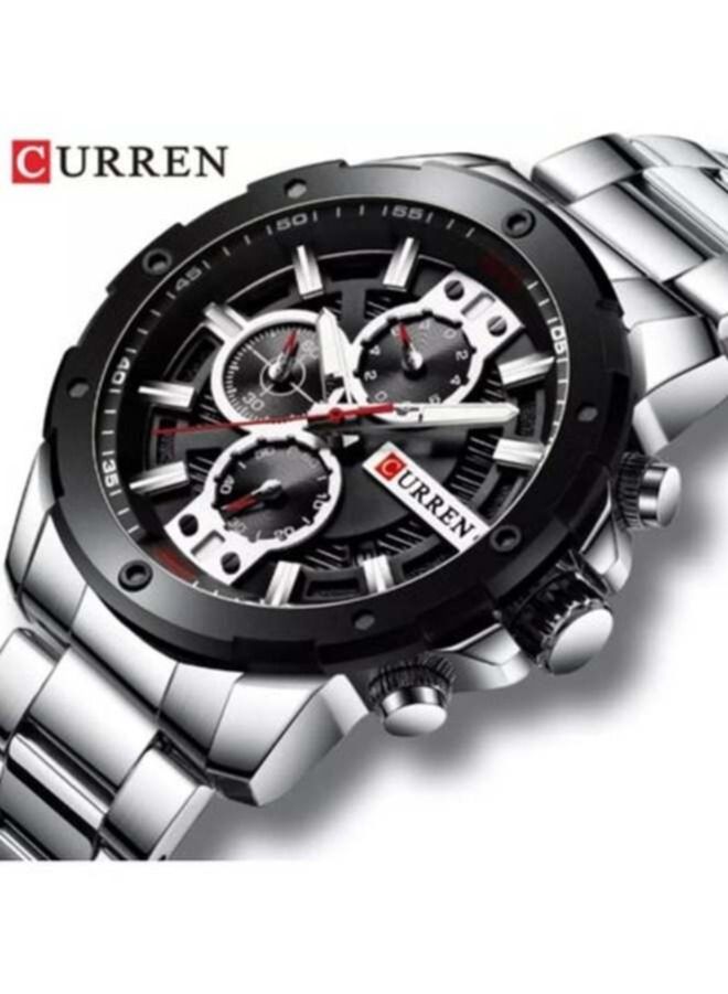 كارين الرجال ساعة كوارتز موضة عادية الفولاذ المقاوم للصدأ حزام كرونوغراف الرياضة العسكرية الذكور على مدار الساعة - Image 1