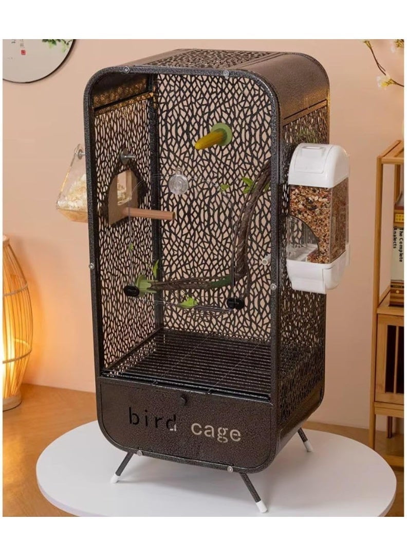 قفص طيور بانورامي من الأكريليك قفص عرض منزلي للطيور والحيوانات الأليفة 77 × 35 × 28 سم، فيلا طيور داخلية تتضمن ملحقات كاملة، فيلا سحابة طائرة مقاومة للرذاذ - Image 1