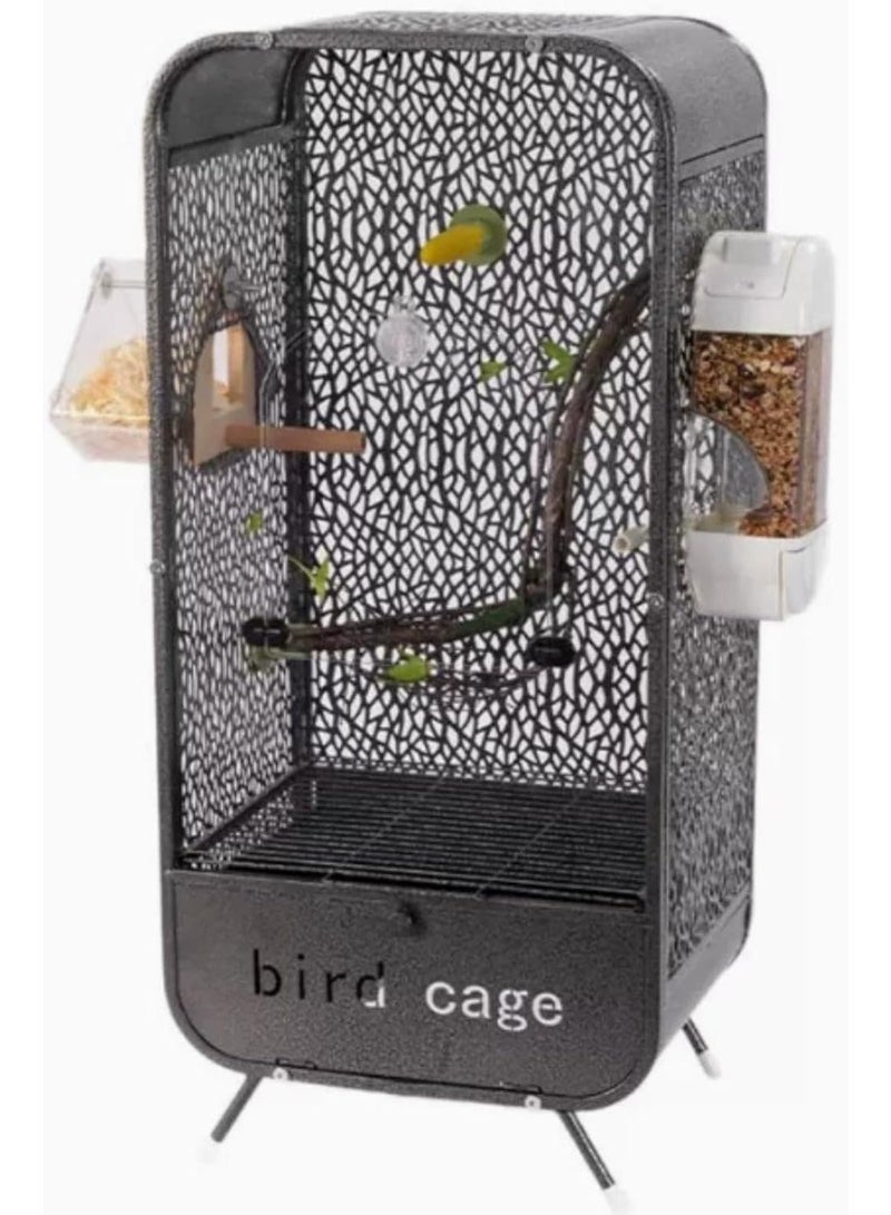 قفص طيور بانورامي من الأكريليك قفص عرض منزلي للطيور والحيوانات الأليفة 77 × 35 × 28 سم، فيلا طيور داخلية تتضمن ملحقات كاملة، فيلا سحابة طائرة مقاومة للرذاذ - Image 4