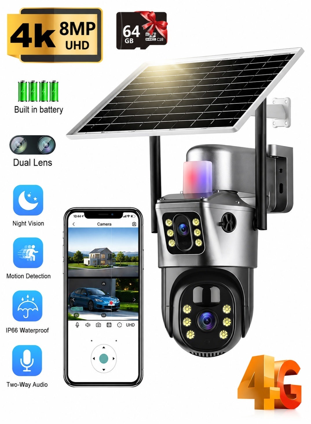 IqwiCam IqwiCam Solar Camera Wireless Surveillance Camera Ptz Security Camera Dual Lens Solar Panel Cctv Security High Precision Pir Cam Built Battery Card Z7E4FBD2FFB233A2BC3F3Z