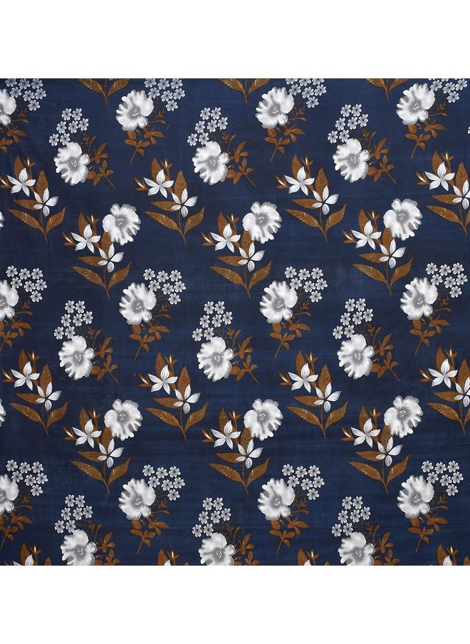 BSB HOME BSB HOME 100% Microfiber Flat Double Bedsheets with 2 Pillow Covers | Double Bed Breathable | Wrinklefree | Ultrasoft 144 TC Supersoft |88" x 88" or 225x228 cm, 7 x 7 Feet | Navy Blue White Flower  - Image 4