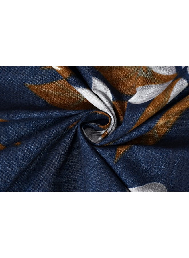 BSB HOME BSB HOME 100% Microfiber Flat Double Bedsheets with 2 Pillow Covers | Double Bed Breathable | Wrinklefree | Ultrasoft 144 TC Supersoft |88" x 88" or 225x228 cm, 7 x 7 Feet | Navy Blue White Flower  - Image 3