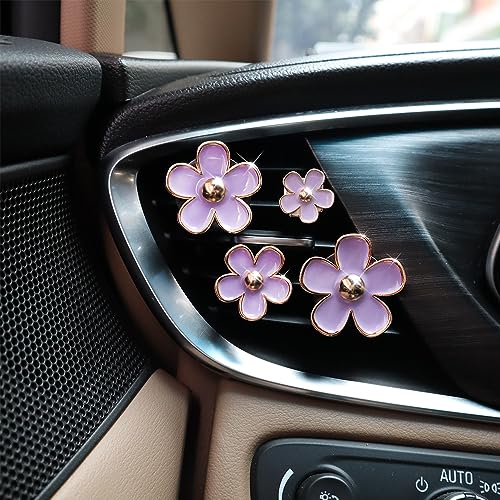 ORIESSE Cute Flowers Air Vent Clips Car Air Freshener4pcs Purple Girly Daisy Flower Car Accessories for WomenLavender Car Decorations Refillable Clips On Air Freshener - Image 3