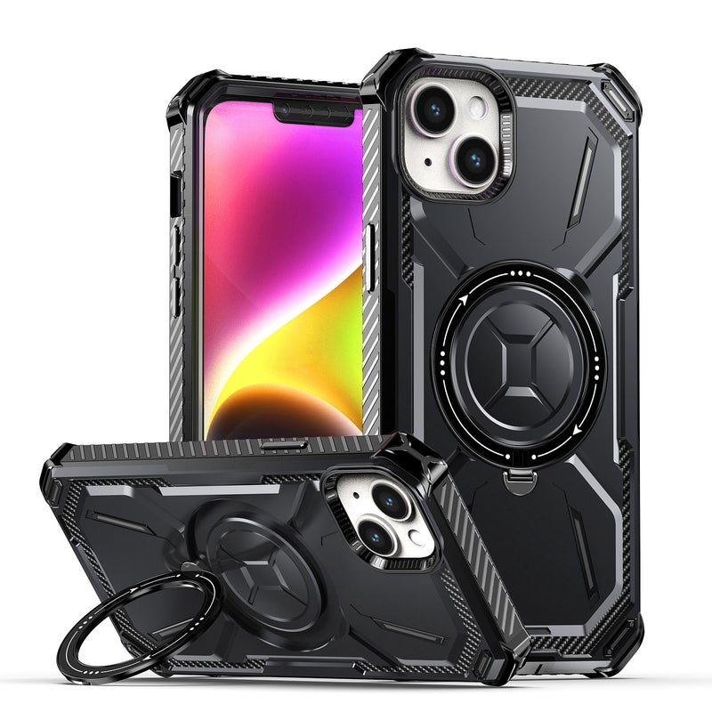 HuHa Protective Cover For iPhone 14 Plus Armor Series Holder Phone Case(Black) - Image 1
