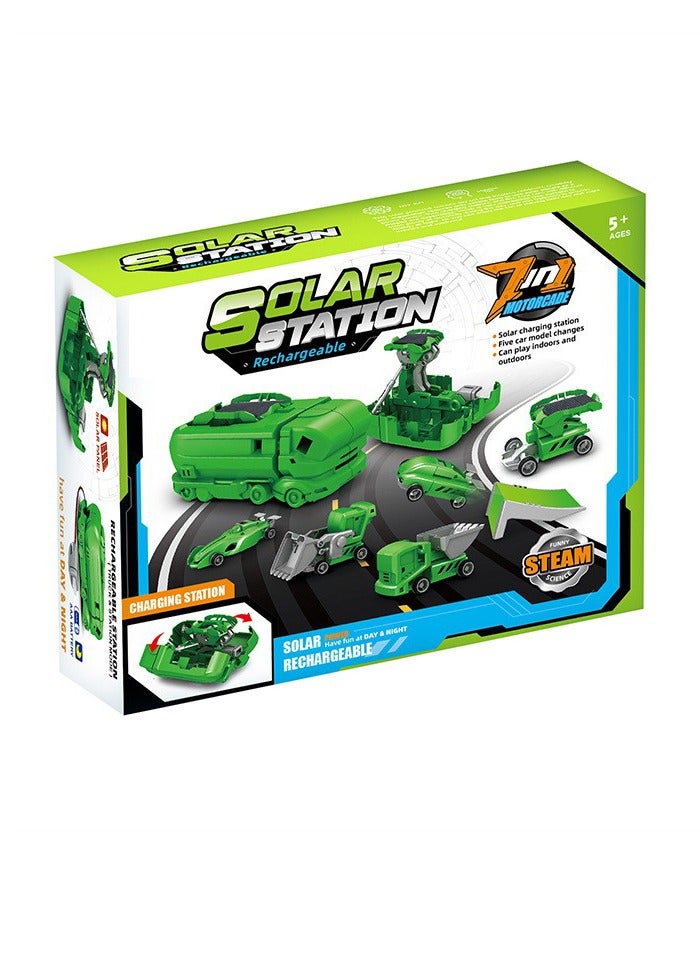 7-in-1 Transforming Solar Charging Station | DIY Car & Construction Trucks Eco STEM Smart Kit | Build & Play for Kids 5+ - Image 3
