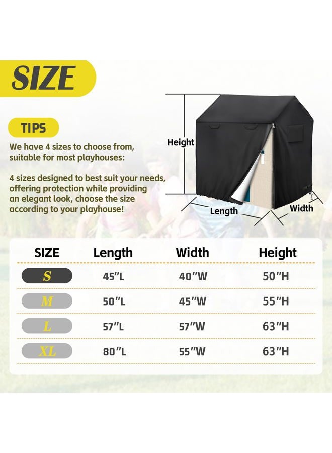Iceberg Elf Outdoor Playhouse Cover, Plastic Playhouse Special Waterproof Covers 45" Lx 40" W x 50" H 640D ( Heavy Duty Oxford Fabric ) Double Stitched Seam, All-Weather Protector (Black) - Image 2