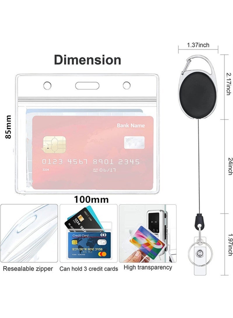 Haidue 1/2/4 Pack ID Badge Holder with Clip Badge Reels Retractable Id Card Vertical Lanyard Holder - Image 2