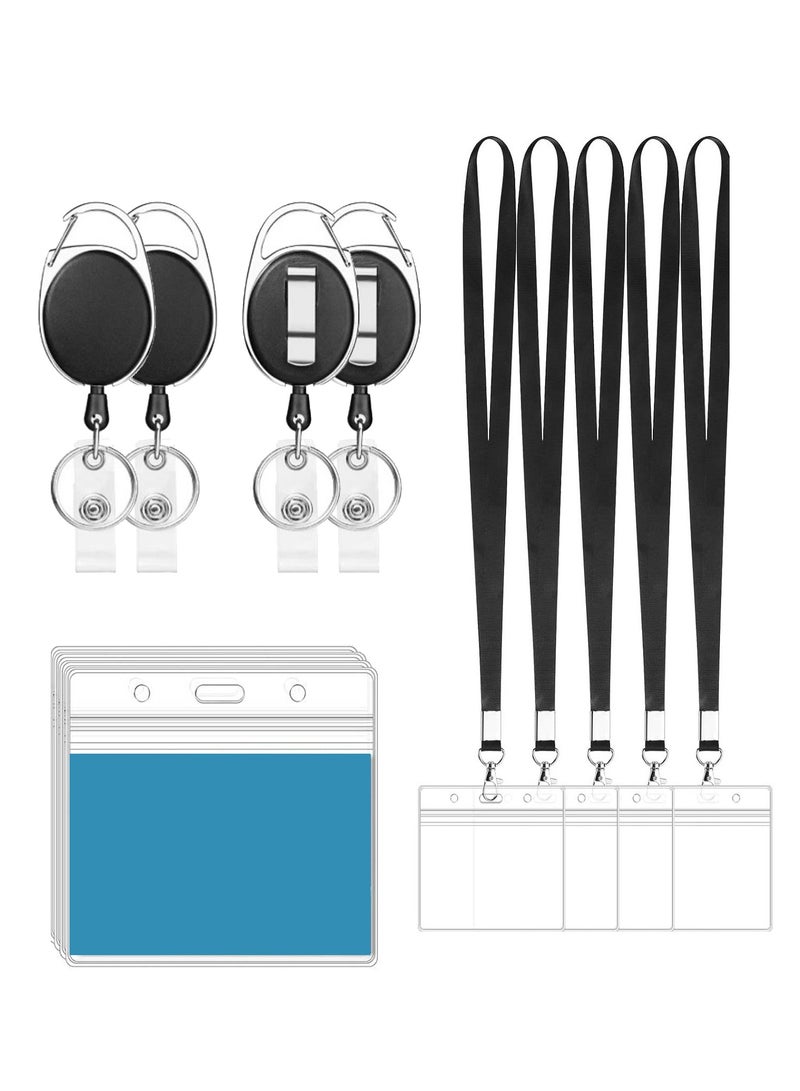 Haidue 1/2/4 Pack ID Badge Holder with Clip Badge Reels Retractable Id Card Vertical Lanyard Holder - Image 1