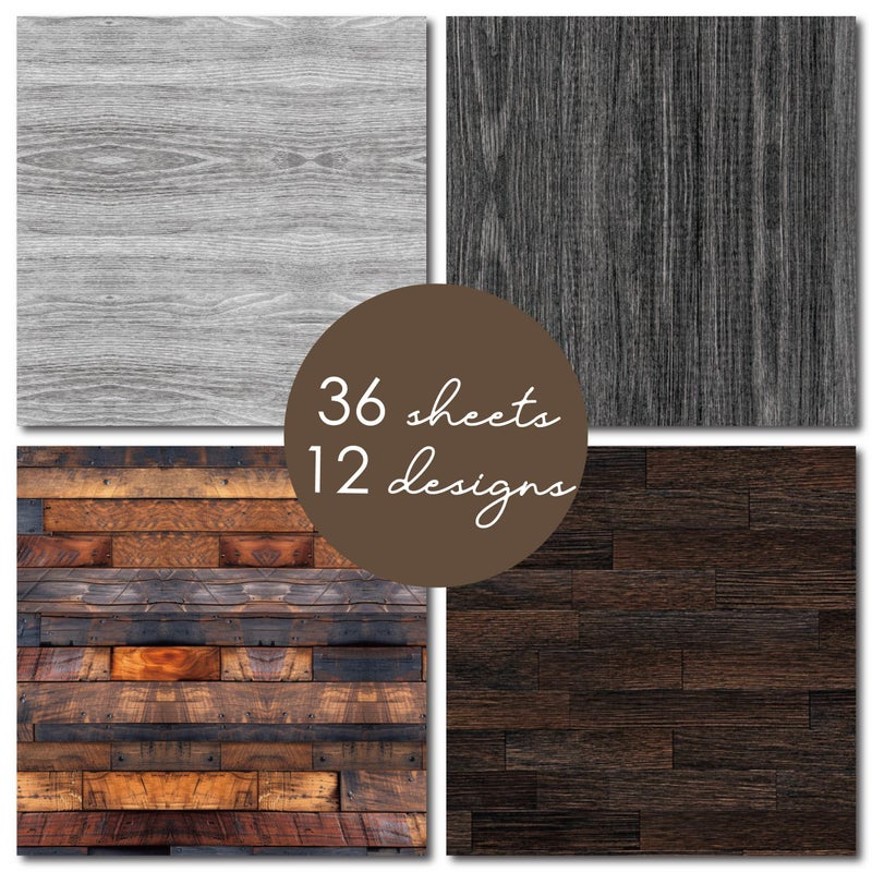 Desecraft Vintage Wood Texture 12x12 Scrapbooking Cardstock Decorative Paper for Card Making Background Origami Textured Decorative Scrapbook Paper Scrapbook Materials Supplies - Image 4