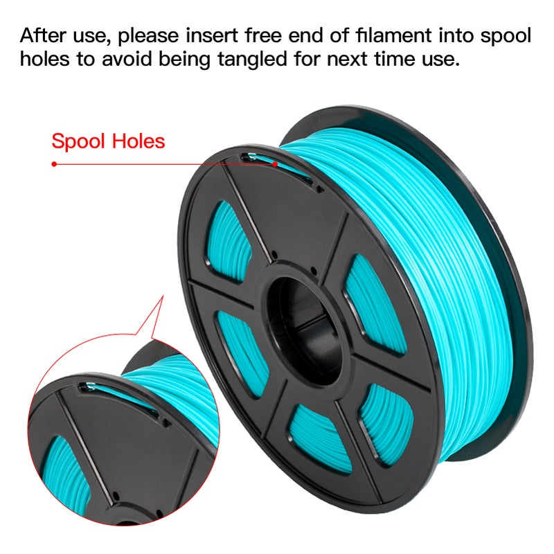 خيوط طابعة 3D SUNLU PLA مقاس 1.75 مم دقة أبعاد +/- 0.02 مم بكرة 1 كجم (2.2 رطلًا)، لون أخضر - Image 2