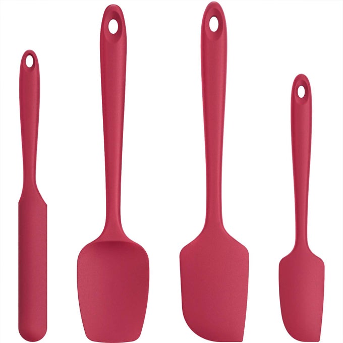 SILICONE SPATULA SET WITH 480 DEGREES FAHRENHEIT HEAT RESISTANT RED