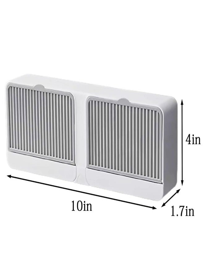 WZA Plastic [Pack of 2] New Creative Wall Mounted Soap Box with Lid Double Grids Soap Draining Rack Bathroom Soap Holder, Double Soap Bar Box [Multi-Color] - Image 2