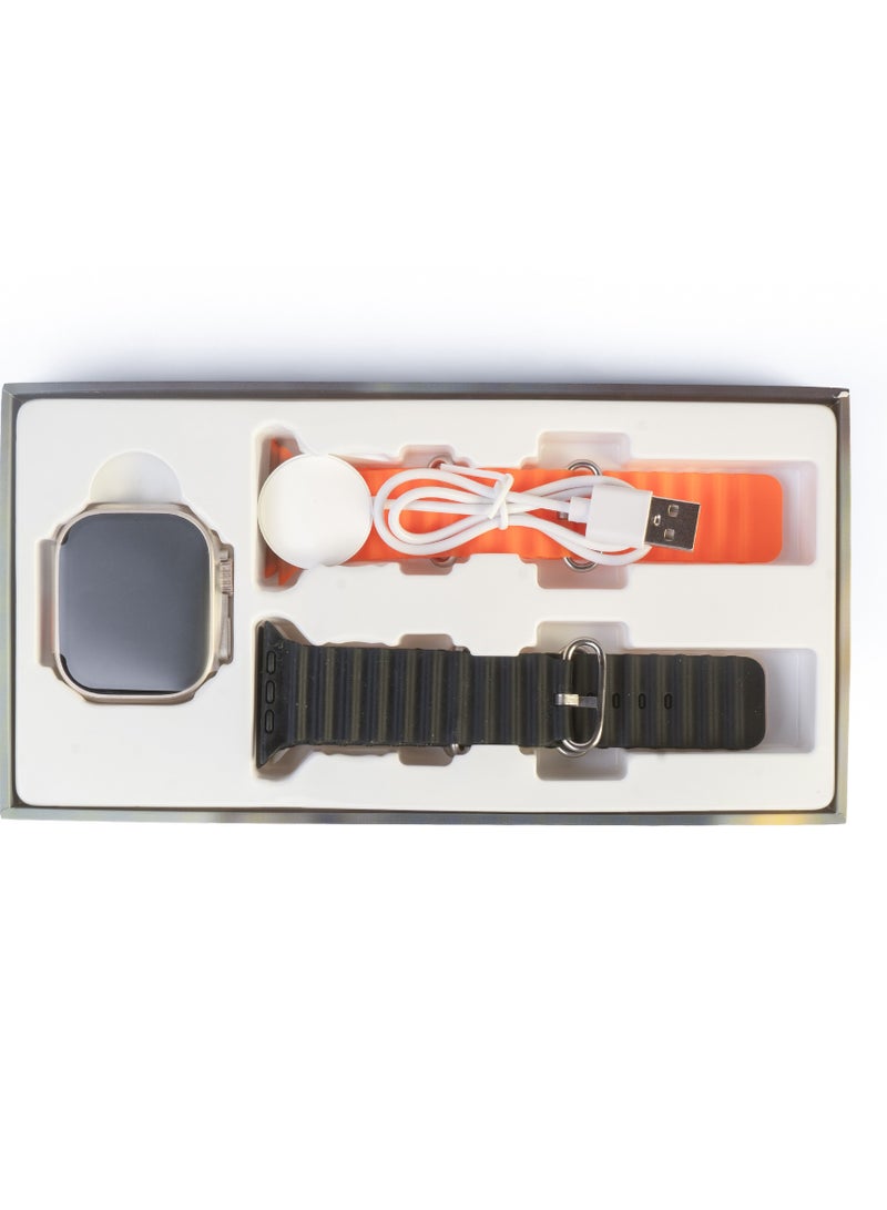 SP9 Ultra Max Smartwatch, 2.1 Inch Infinite Display ,49mm Amoled Display screen with 3 watch Straps,Bluetooth 5.3 ,180mAH, HryFine APP, IP67 Water Proof Level, 7 Days Battery Life, Pro-level Sports Modes, Blood oxygen & Pressure test ,Heart Rate Monitor, Sleep Monitoring