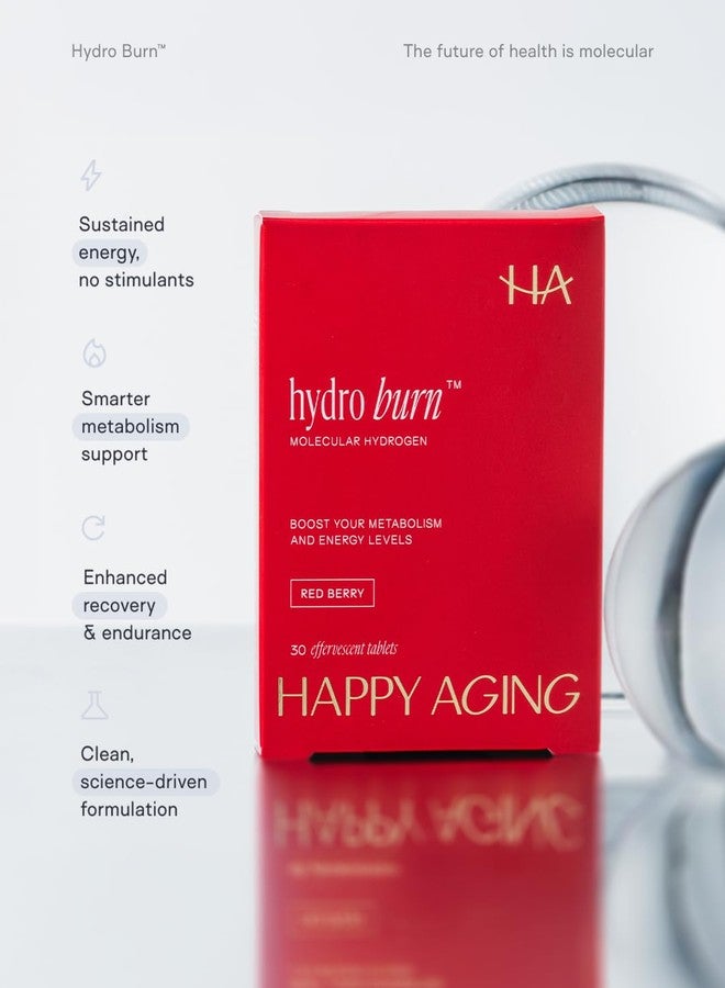 Happy Aging Hydro Burn H2 Molecular Hydrogen Water Tablets|Clean Energy & Metabolic Support| Molecular Hydrogen with Magnesium| Fast-Dissolving, Keto Antioxidant|30 Red Berry Tablets - Image 2