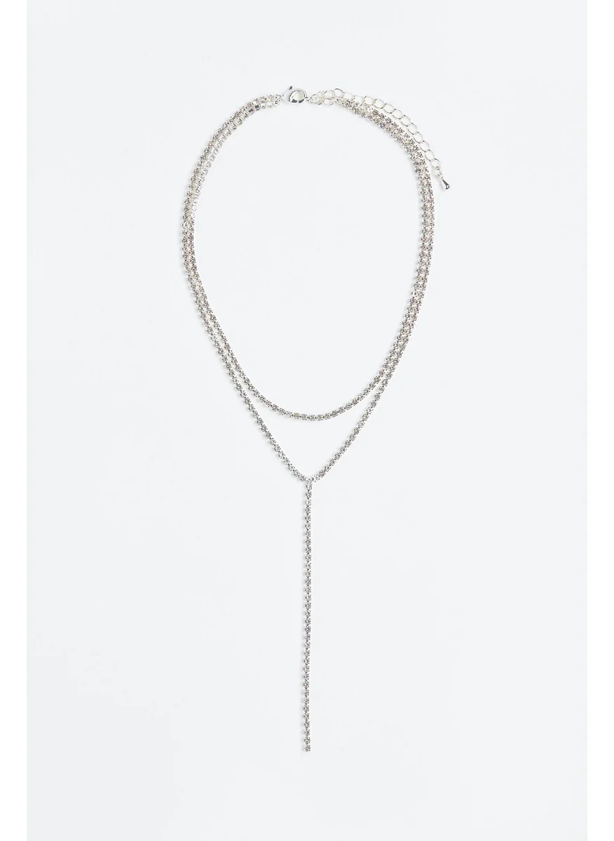 اتش اند ام Two-Strand Rhinestone Necklace