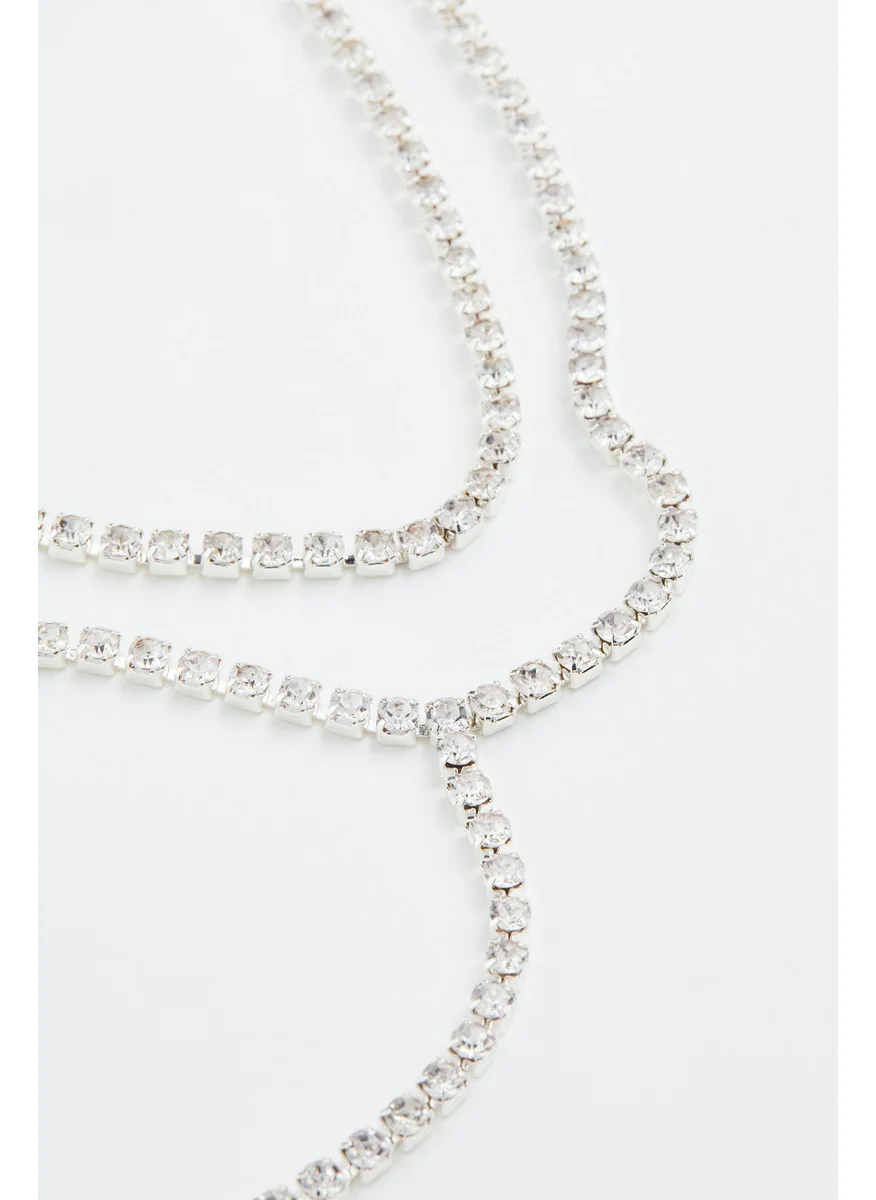 اتش اند ام Two-Strand Rhinestone Necklace