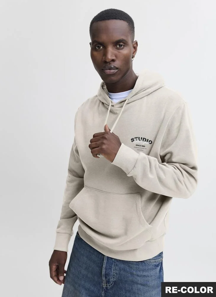 Text Print Pullover Hoodie