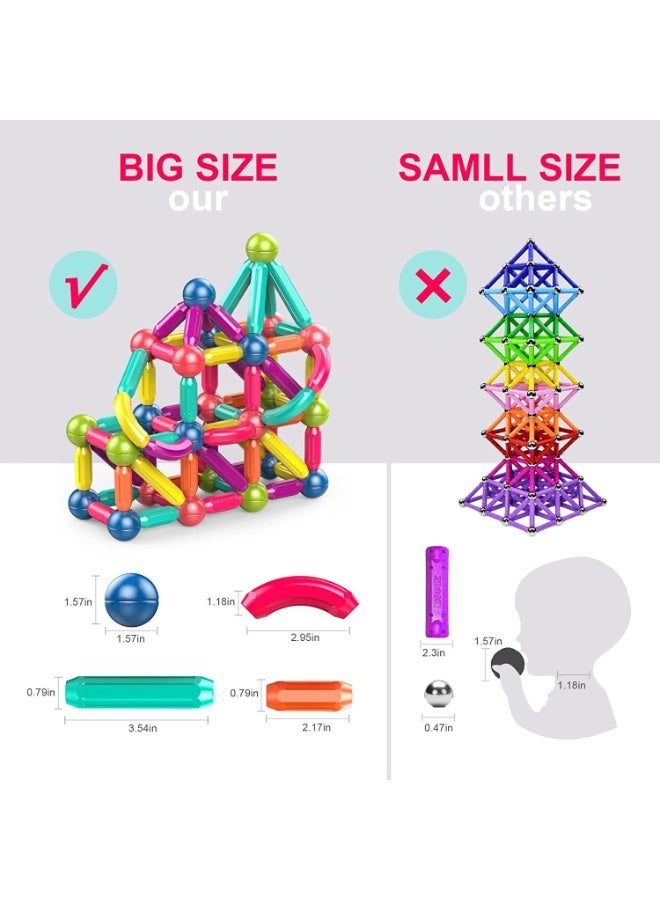 لعبة مكعبات مغناطيسية للأطفال – 42 قطعة مكونة من كرات وعصي ملونة – لعبة تعليمية STEM لتنمية الإبداع والخيال - Image 4