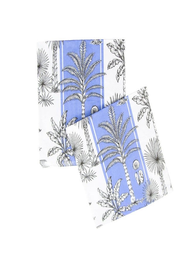 Caspari Southern Palms Blue & White Luncheon Napkins - 20 Per Package - Image 3