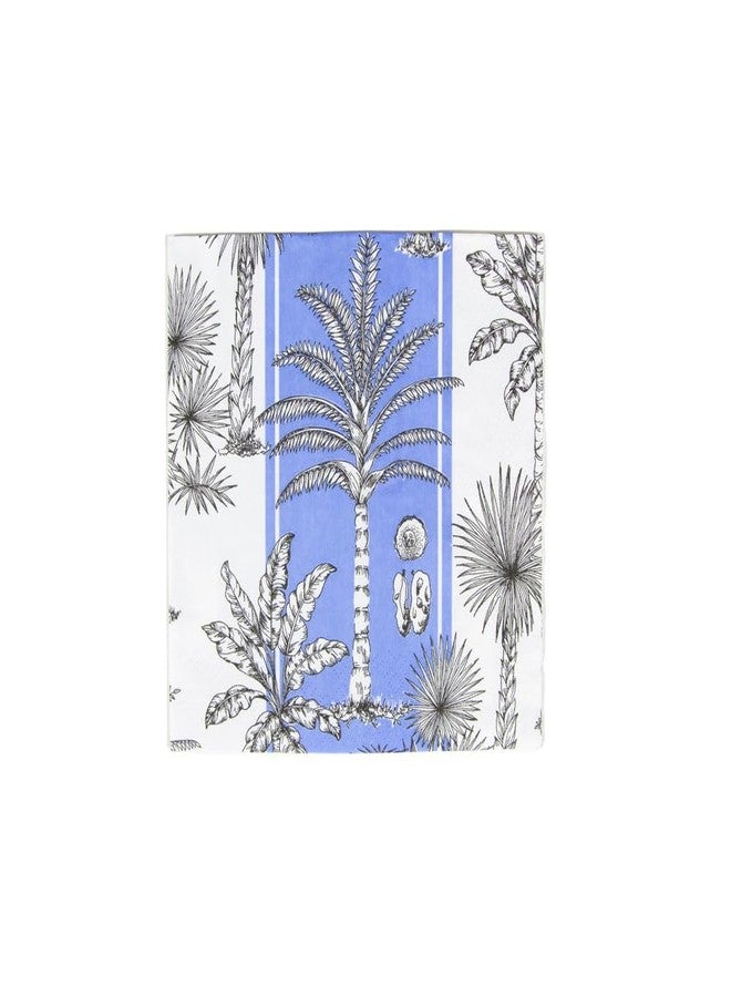 Caspari Southern Palms Blue & White Luncheon Napkins - 20 Per Package - Image 1