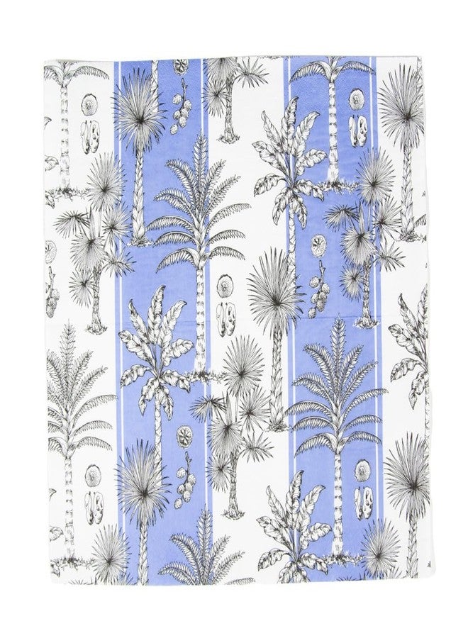 Caspari Southern Palms Blue & White Luncheon Napkins - 20 Per Package - Image 4